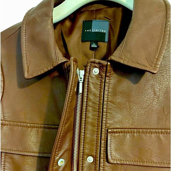 The Limited Faux Brown Leather Jacket Size Large NWT - Picture 5 of 9